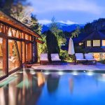 Swimming pool, spa and gym at night at Las Balsas Gourmet Hotel